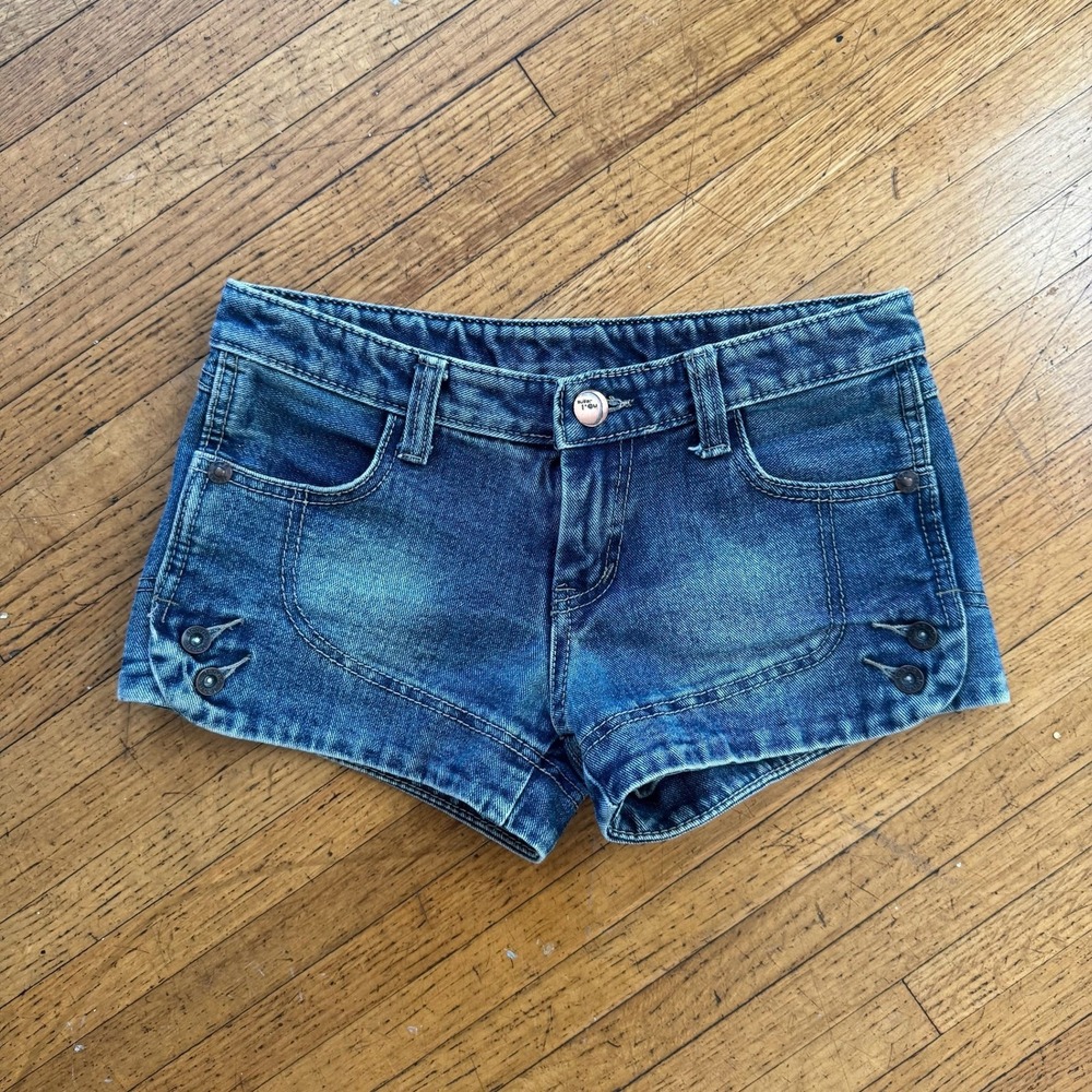 L&B Micro Booty Shorts Men 29 Blue Excellent Y2K Low Rise Indigo Denim